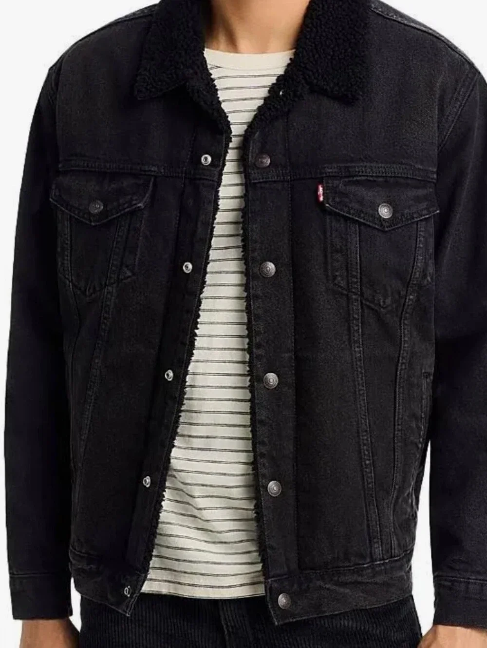 Levi's Men Black Sherpa Denim Jacket